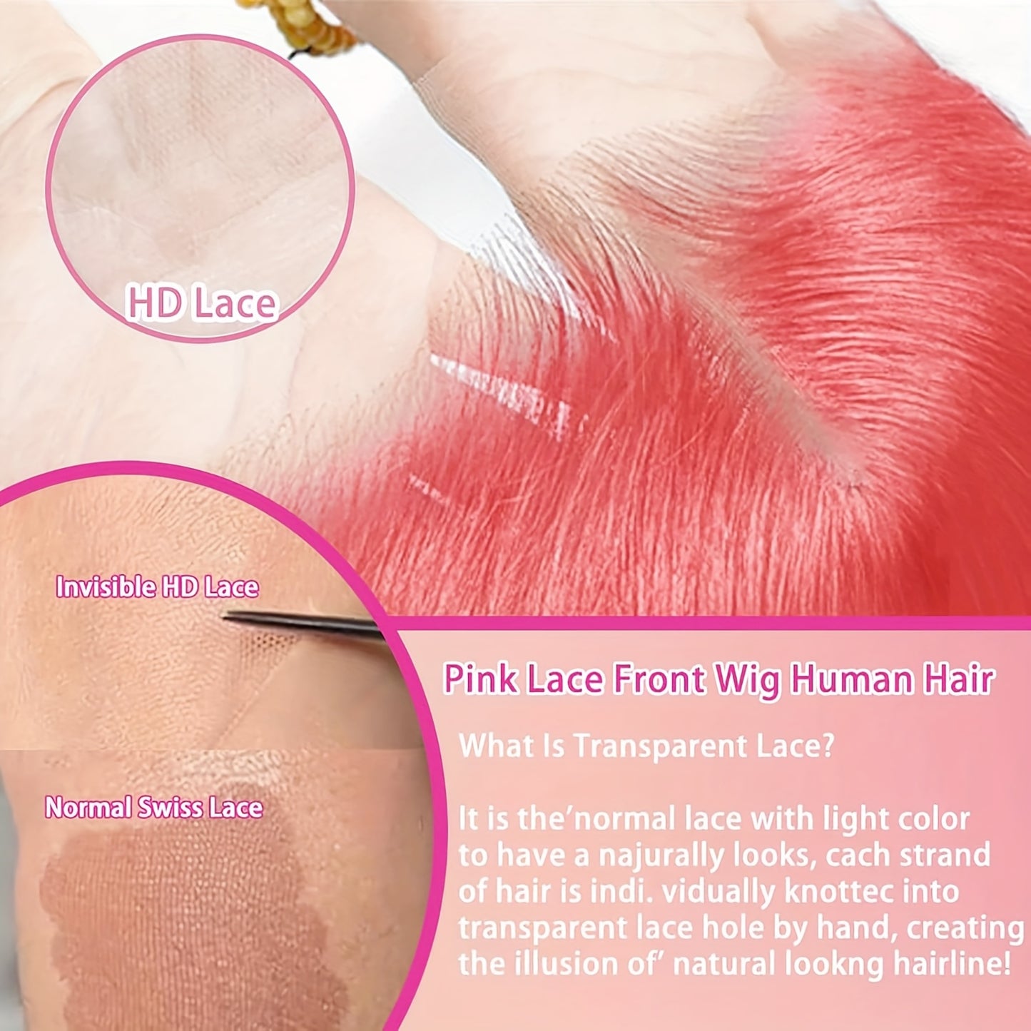 Hair Sophisticated Pink Body Wave Lace Front Wig – 13x4 HD Transparent Lace, 100% Human Hair, Pre-Plucked Hairline, Glueless, 180% Density for Women