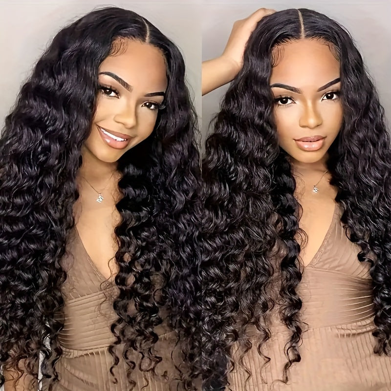 Hair Sophisticated Brazilian Deep Wave Human Hair – 4 Bundles + 4x4 Transparent Lace Closure | 100% Unprocessed Virgin Hair | Free Part | 5-Piece Bundle Deal