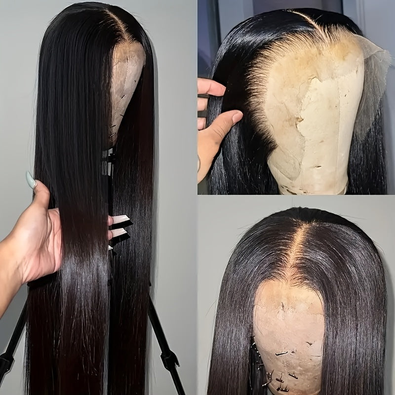 Hair Sophisticated - 100% Peruvian Straight Human Hair HD Lace Frontal Wig ā 13x7x1 Transparent Glueless Wig for Women