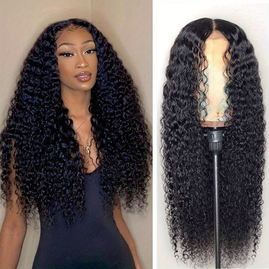 16 Inch Brazilian Virgin Human Hair Lace Front Wig - Deep Wave 4x4 Lace Closure, 180% Density, Pre-Plucked Baby Hair, Natural Black, HD Transparent Lace for Women, Soft & Healthy, Tangle-Free, Minimal Shedding, Adjustable Str