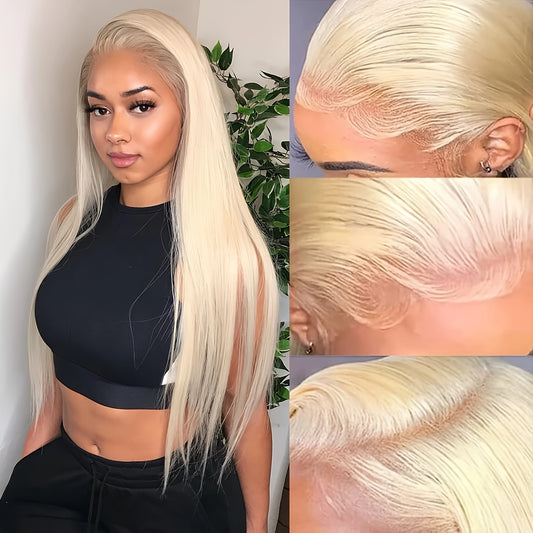 Hair Sophisticated 613 Blonde Lace Front Wig – 13x4 HD Transparent, 200% Density, Pre-Plucked with Baby Hair, Straight Human Hair Wig, Perfect for Mother's Day & Special Occasions