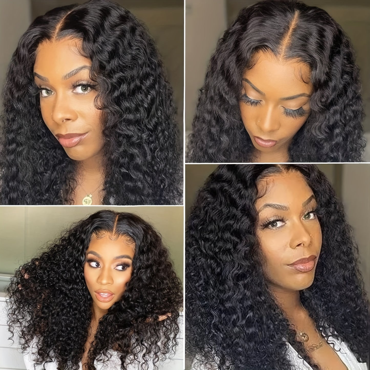 180% Density Deep Wave Lace Front Wig - 4x4 Transparent Closure, Human Hair, Natural Black Color, Wet and Wavy Look with Baby Hair for Women, Versatile Hair Wig | Voluminous Hairstyle | Full Luxurious Wig