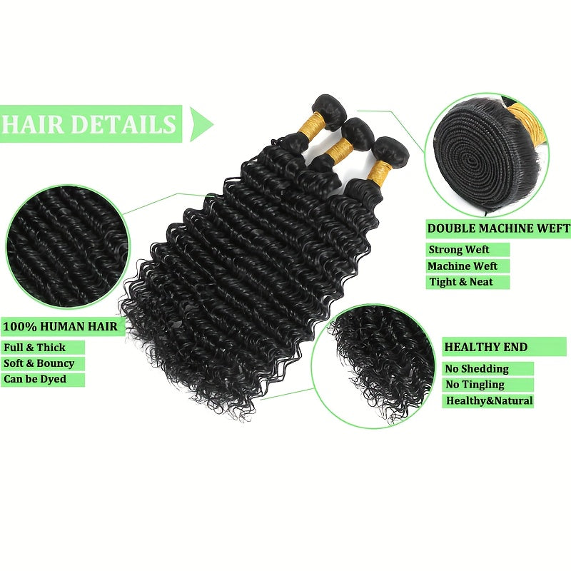 Hair Sophisticated™ – Deep Ocean 3-Bundle Set 12A Brazilian Virgin Deep Wave Hair | 100% Unprocessed | Wet & Wavy Look
