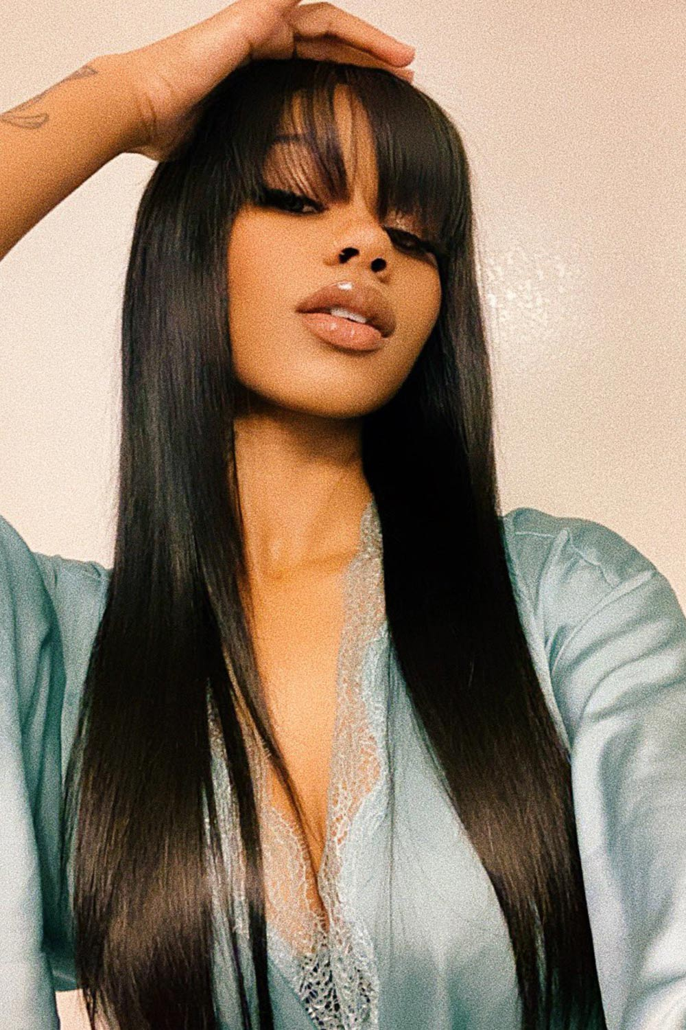 360 Lace Straight Wigs with Bangs 3602