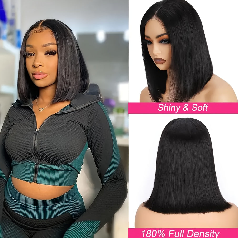 Hair Sophisticated 250% Density Bob Wig โ 13x4 HD Lace Front, Brazilian Remy Human Hair, Pre-Plucked with Baby Hair, Natural Black, Glueless & Invisible Lace Frontal Wig for Women