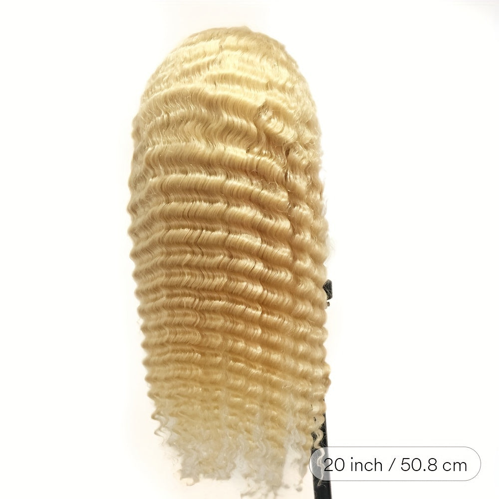 Hair Sophisticated 613 Blonde Deep Wave Lace Front Wig – 13x4 HD Transparent Human Hair Wig, Pre-Plucked with Baby Hair, 180% Density, 20-24 Inches, Natural Look for Women
