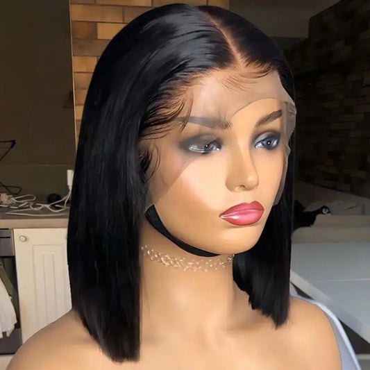 Hair Sophisticated Elegant Straight Bob Wig – 13x4 HD Transparent Lace Front, Glueless Brazilian Human Hair, 200% Density, Pre-Plucked Short Wig with Baby Hair