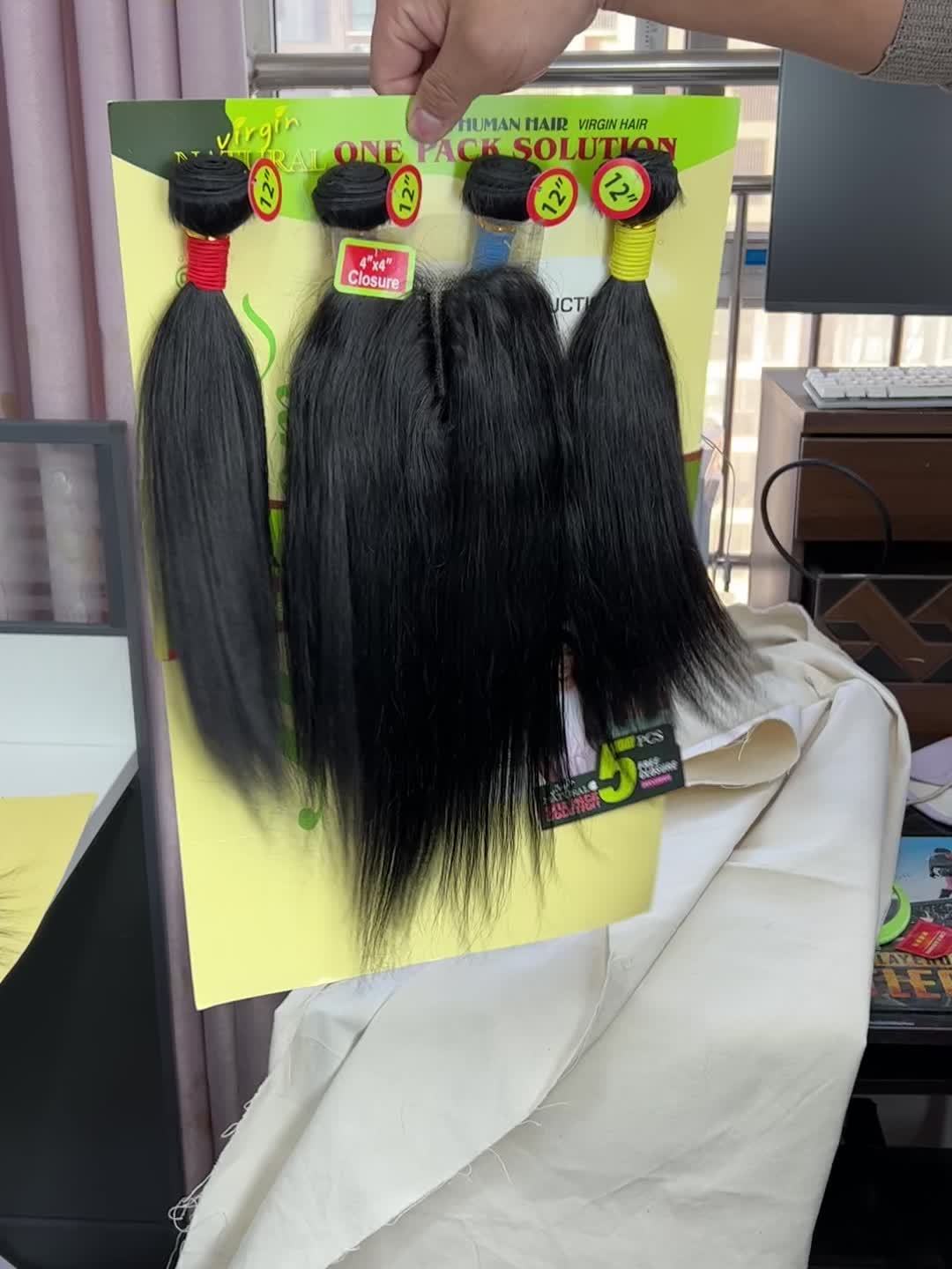 Hair Sophisticated 4 Bundles Straight 100% Unprocessed Human Hair with 4x4 T-Part Lace Closure – Natural Black, Seamless Blend for All Ethnicities
