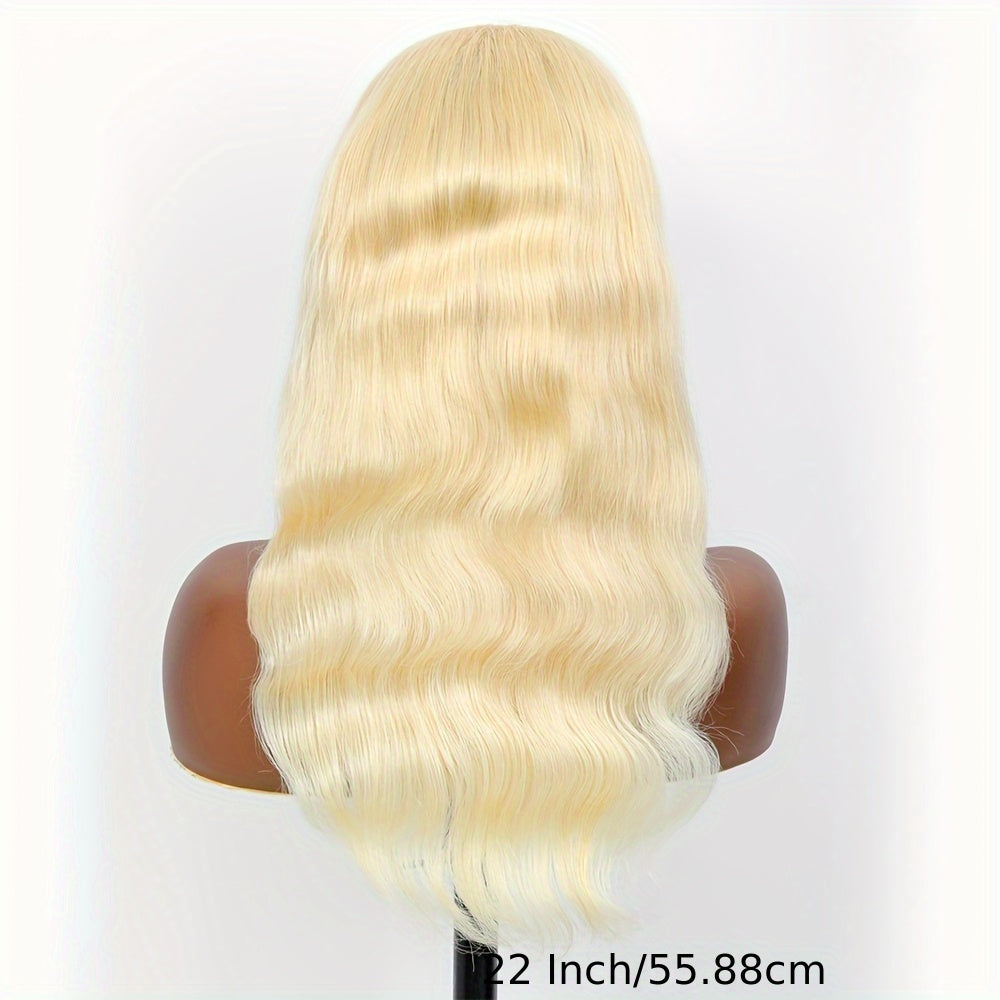 Hair Sophisticated 613 Blonde Body Wave Lace Front Wig – 13x4 HD Transparent Indian Virgin Human Hair, 180% Density, Pre-Plucked Lace Wig for Women