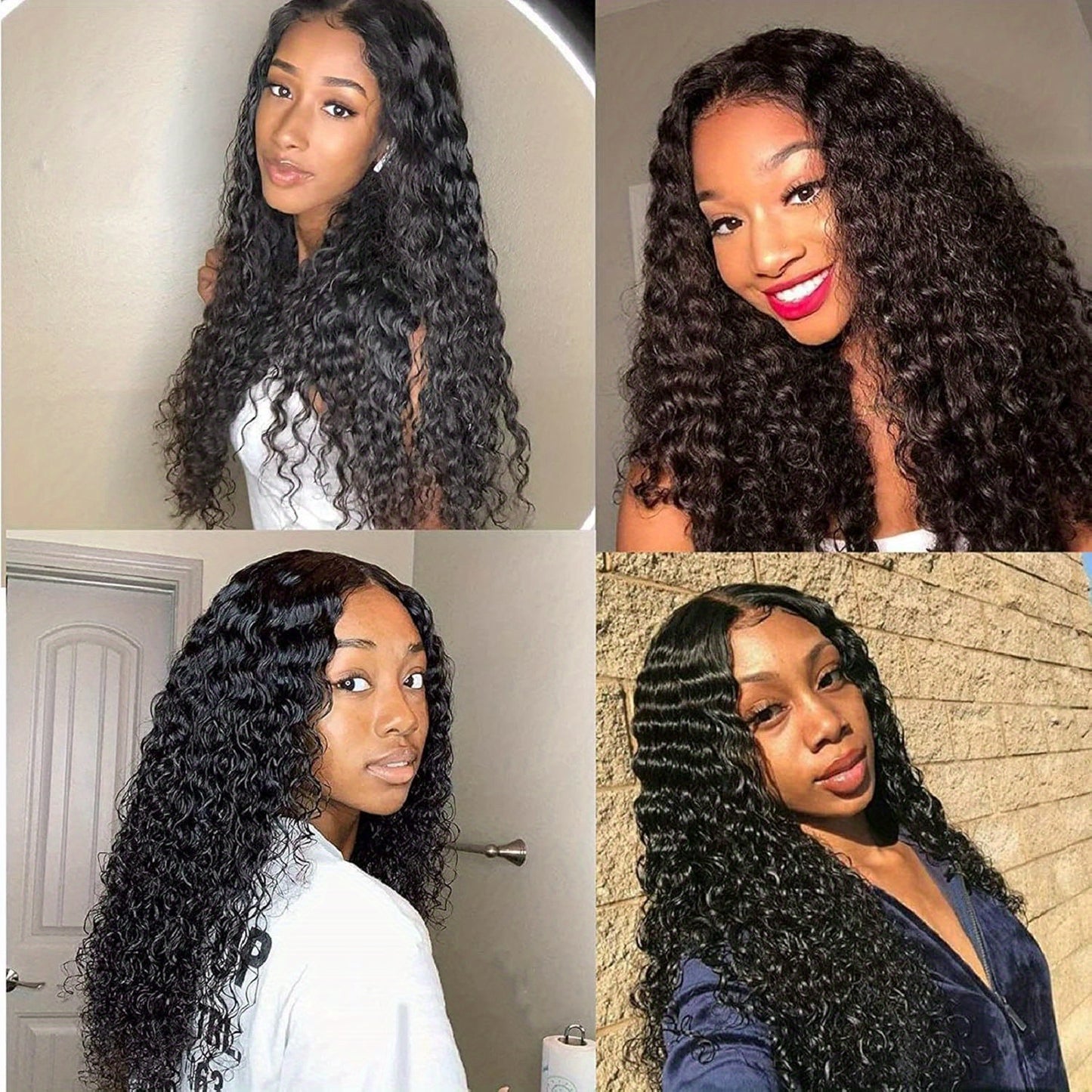 16 Inch Brazilian Virgin Human Hair Lace Front Wig - Deep Wave 4x4 Lace Closure, 180% Density, Pre-Plucked Baby Hair, Natural Black, HD Transparent Lace for Women, Soft & Healthy, Tangle-Free, Minimal Shedding, Adjustable Str