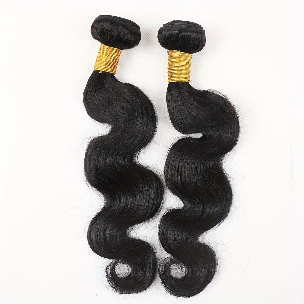 15A Grade 100% Unprocessed Brazilian Virgin Hair Body Wave Human Hair Bundles - 2pieces Full And Thick Natural Black Salon Quality Raw Hair Extensions For Women