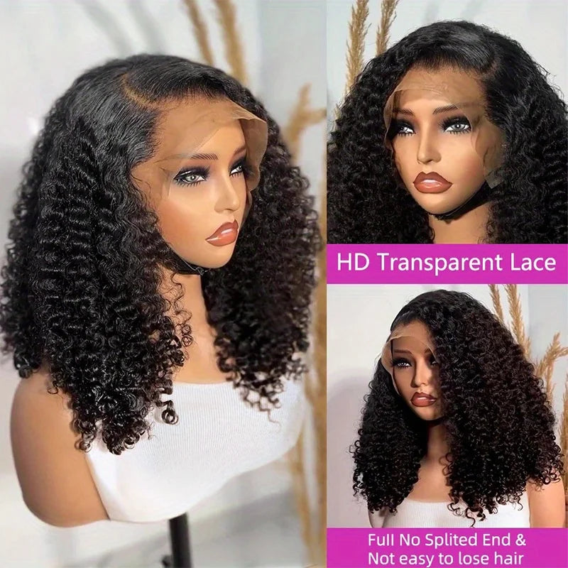 200% Density Curly Short Bob Wig Deep Wave Human Hair Bob Wigs 13x4 Lace Frontal 4x4 Lace Closure Wig Deep Curly Short Bob Wigs