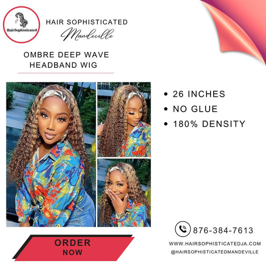 Ombre deep wave headband wig