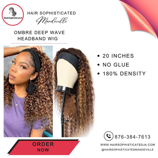 Ombre deep wave headband wig