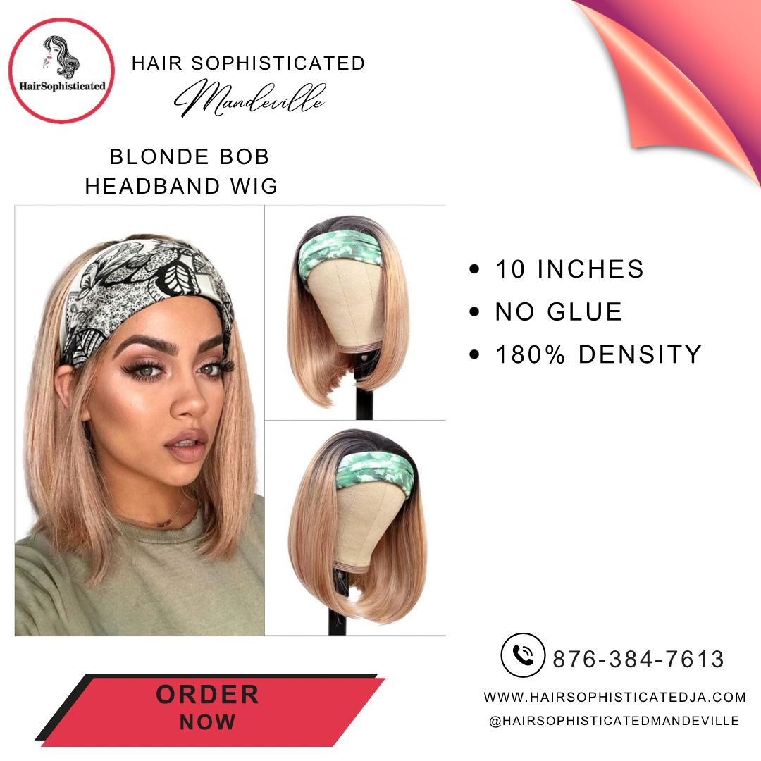 Blonde bob headband wig