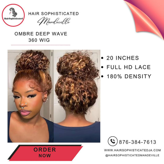 Ombre deep wave 360 wig