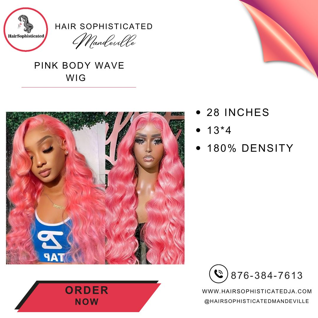 Pink body wave wig