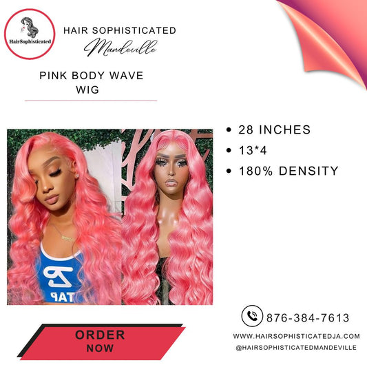 Pink body wave wig