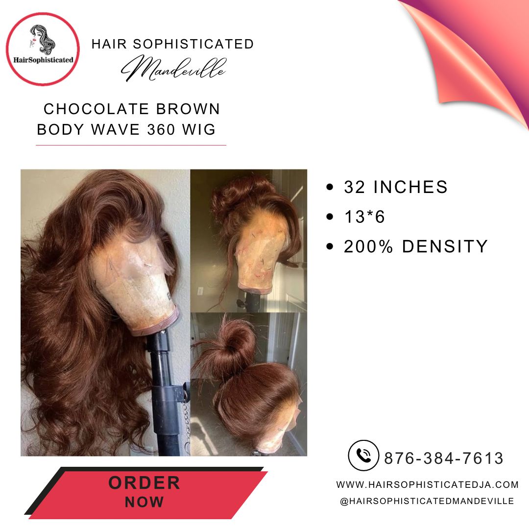 Chocolate brown body wave 360 wig