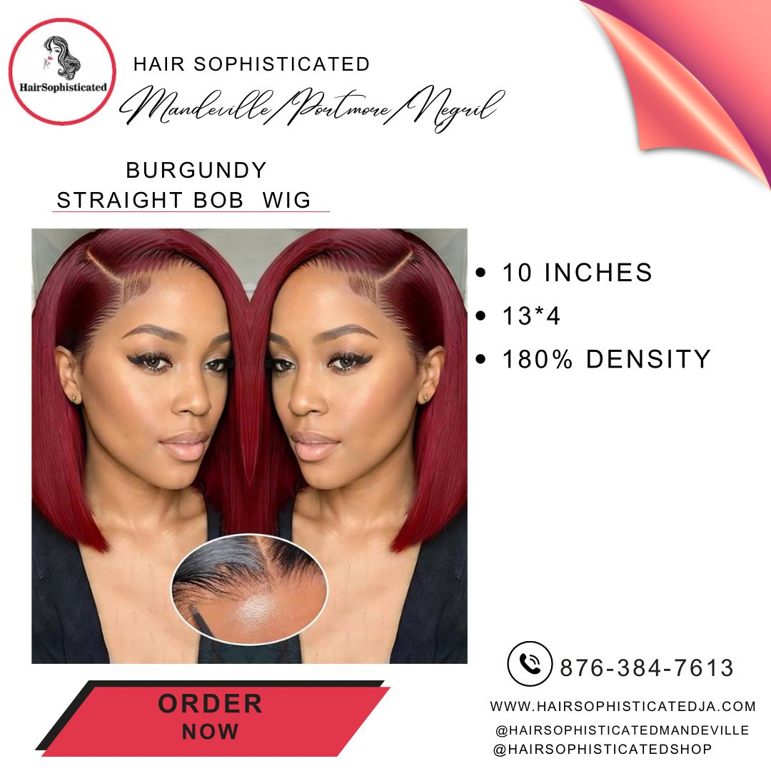 Burgundy straight bob wig