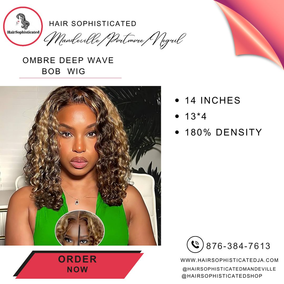 Ombre deep wave bob wig