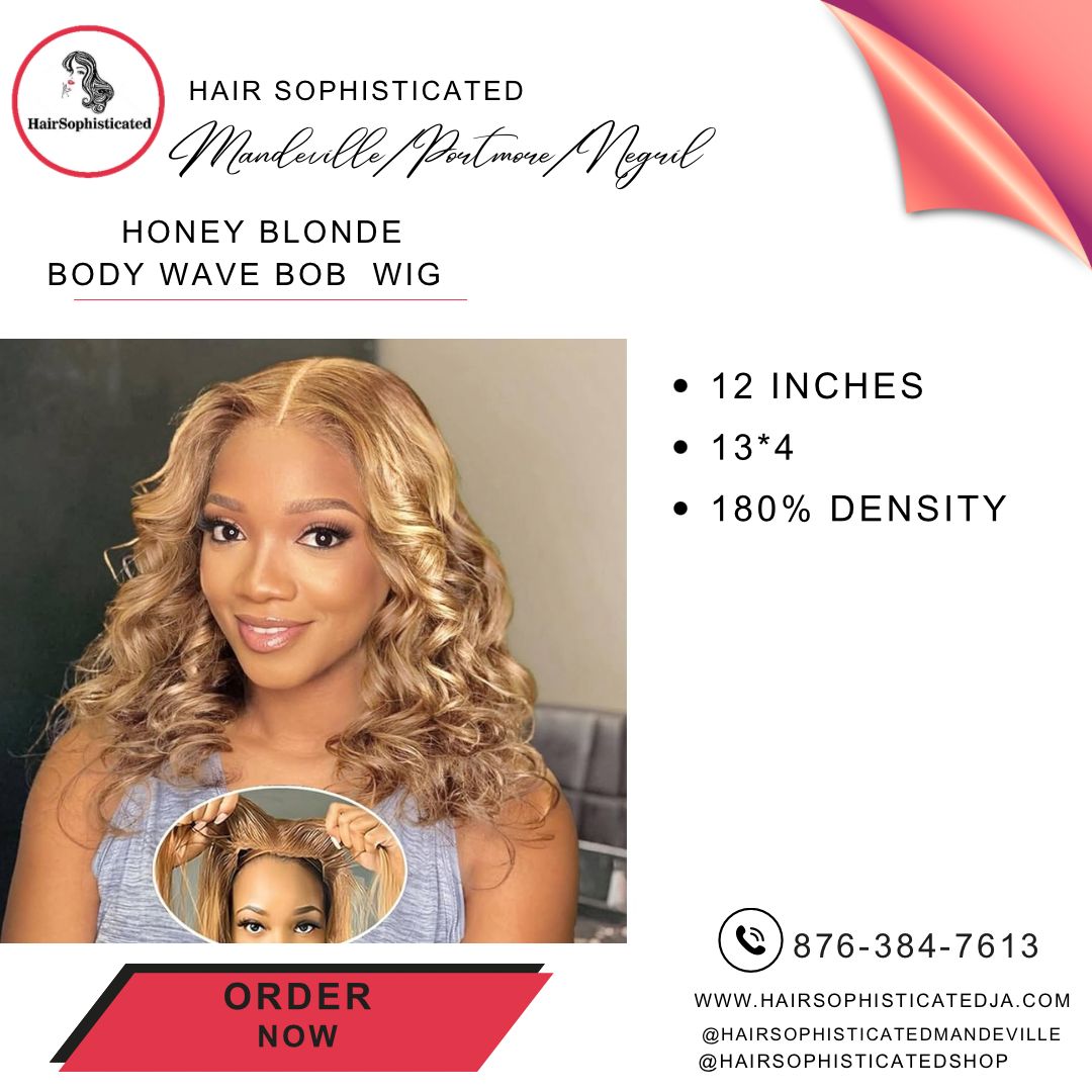 Honey blonde body wave bob wig