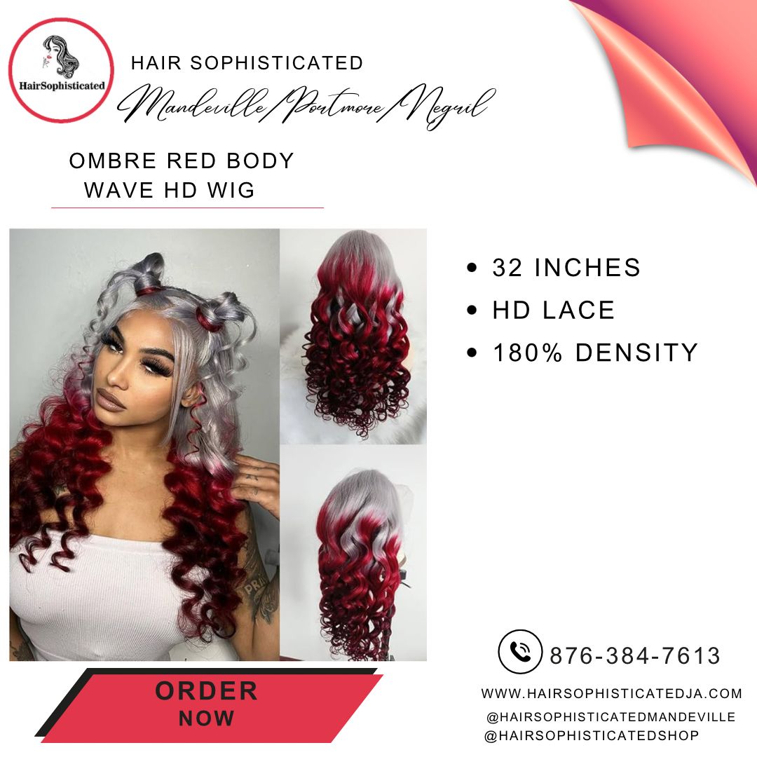 Ombre red body wave HD wig