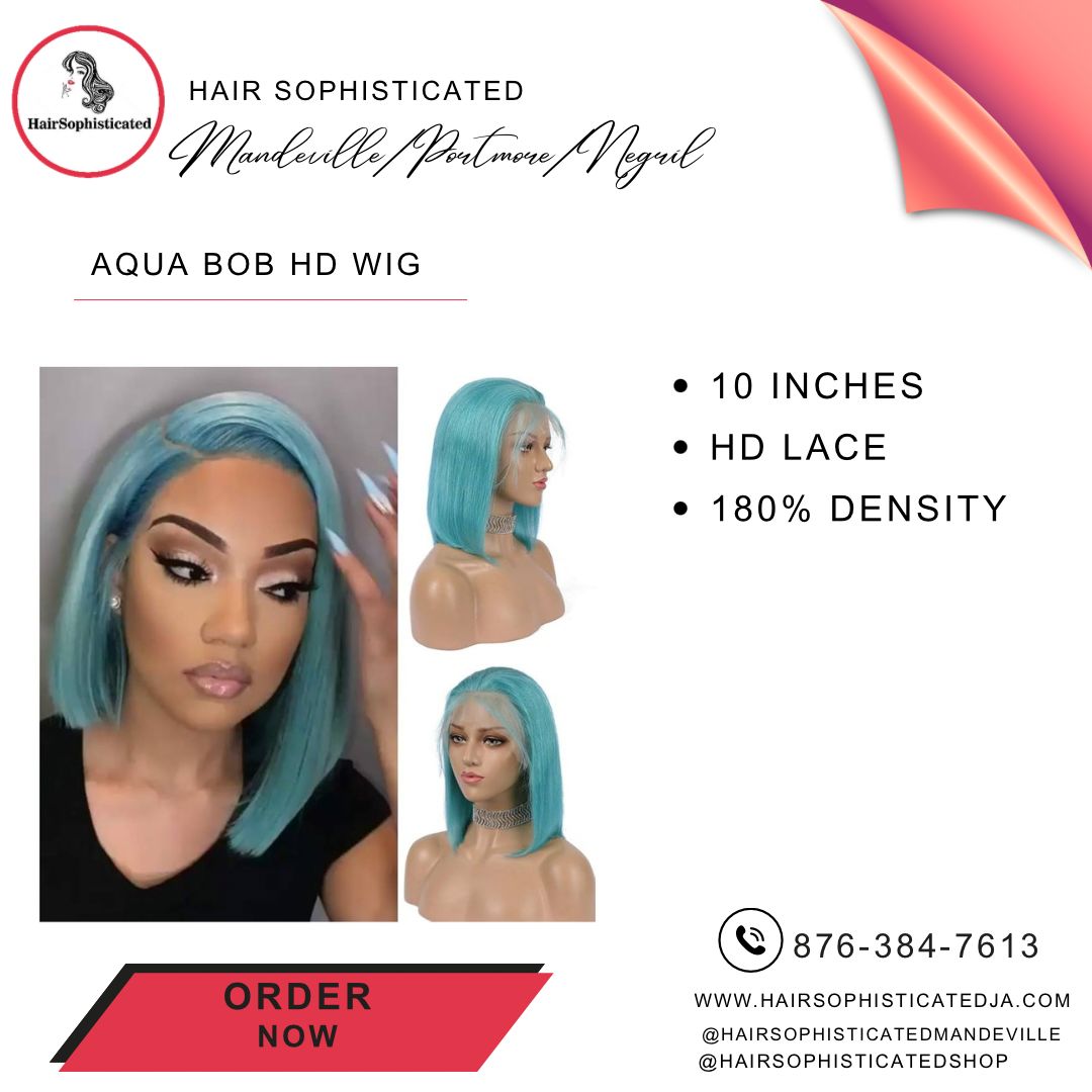 Aqua bob HD wig