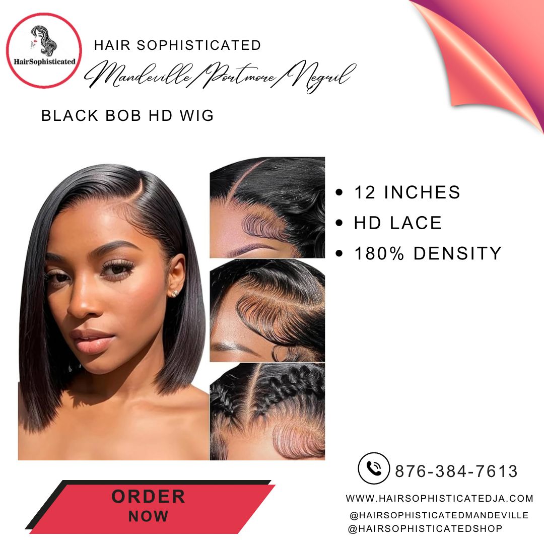 Black bob HD wig