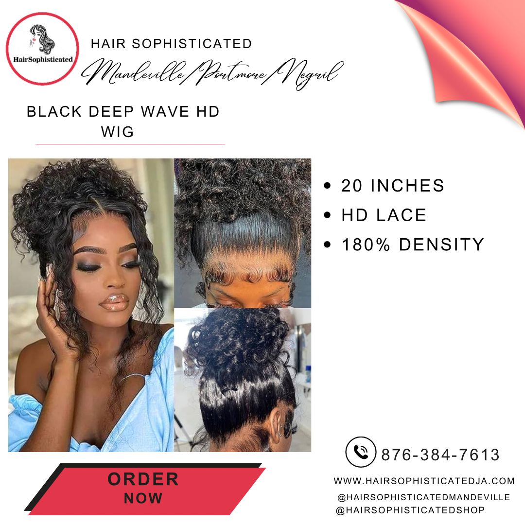 Black deep wave HD wig