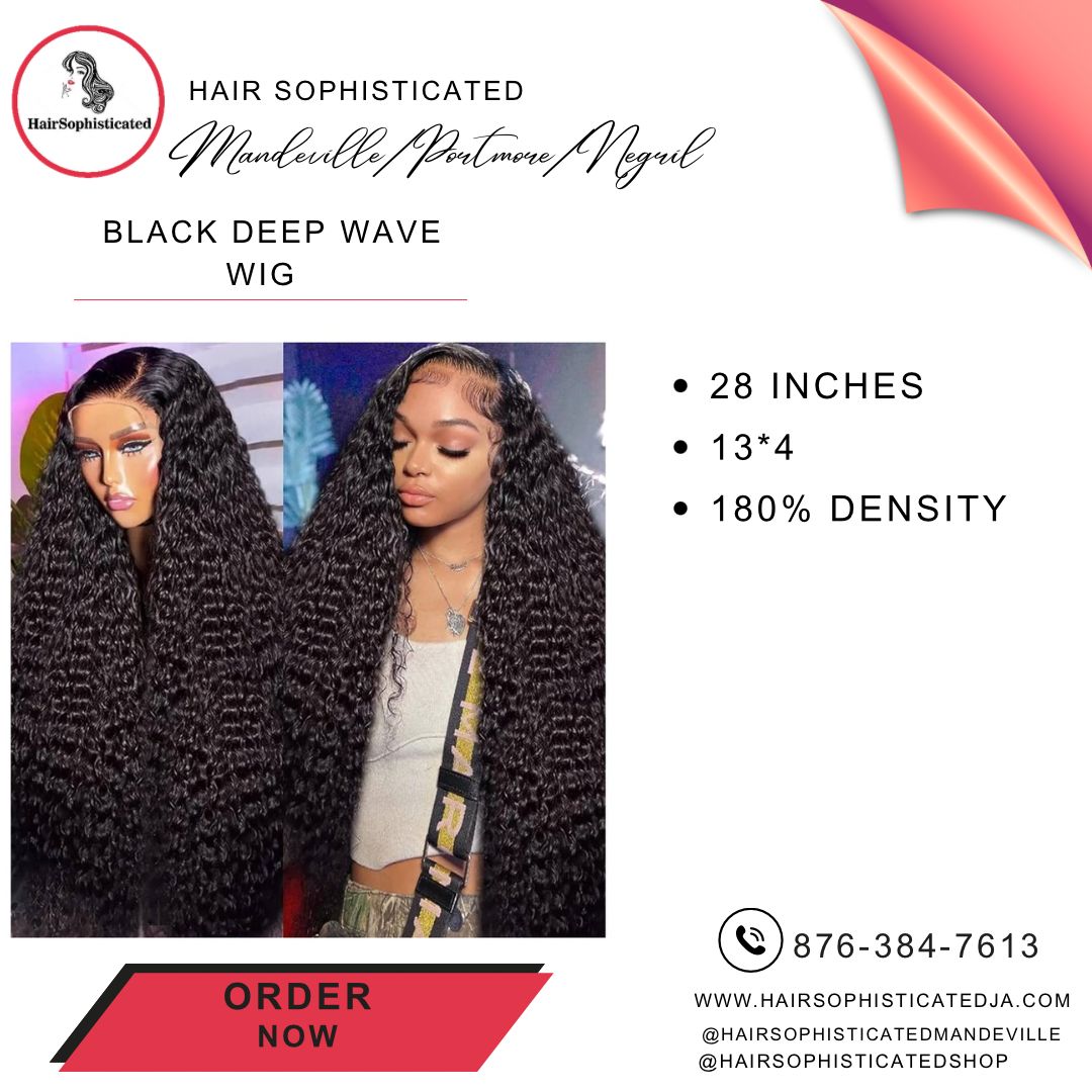 Black deep wave wig