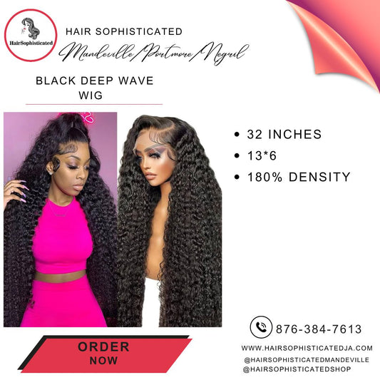 Black deep wave wig