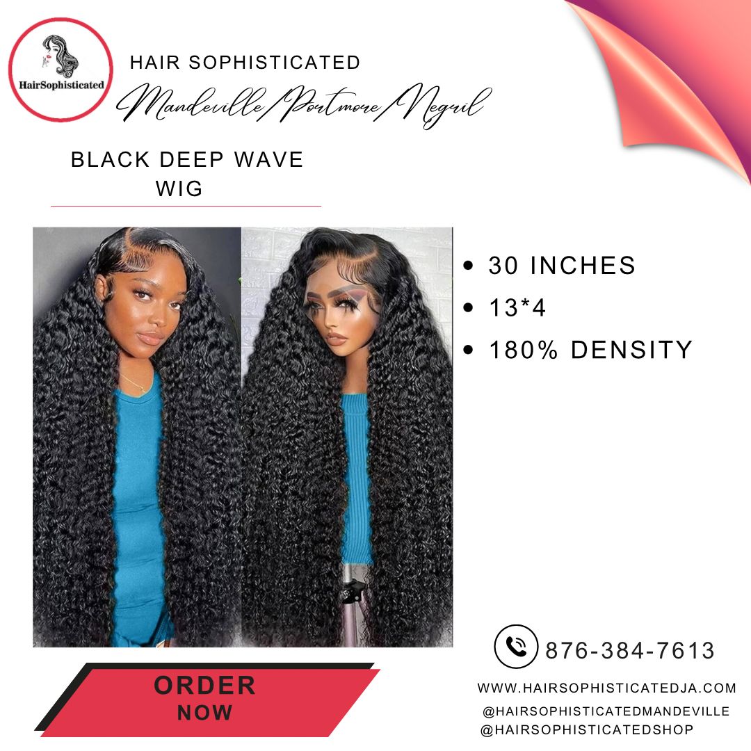 Black deep wave wig