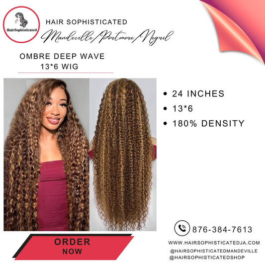 Ombre deep wave 13*6 wig