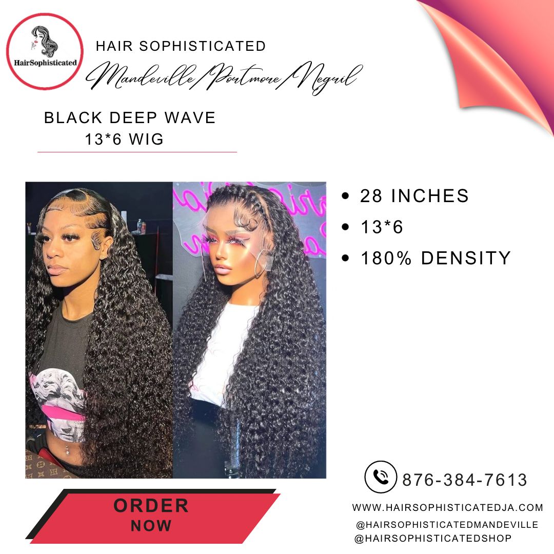 Black deep wave 13*6 wig