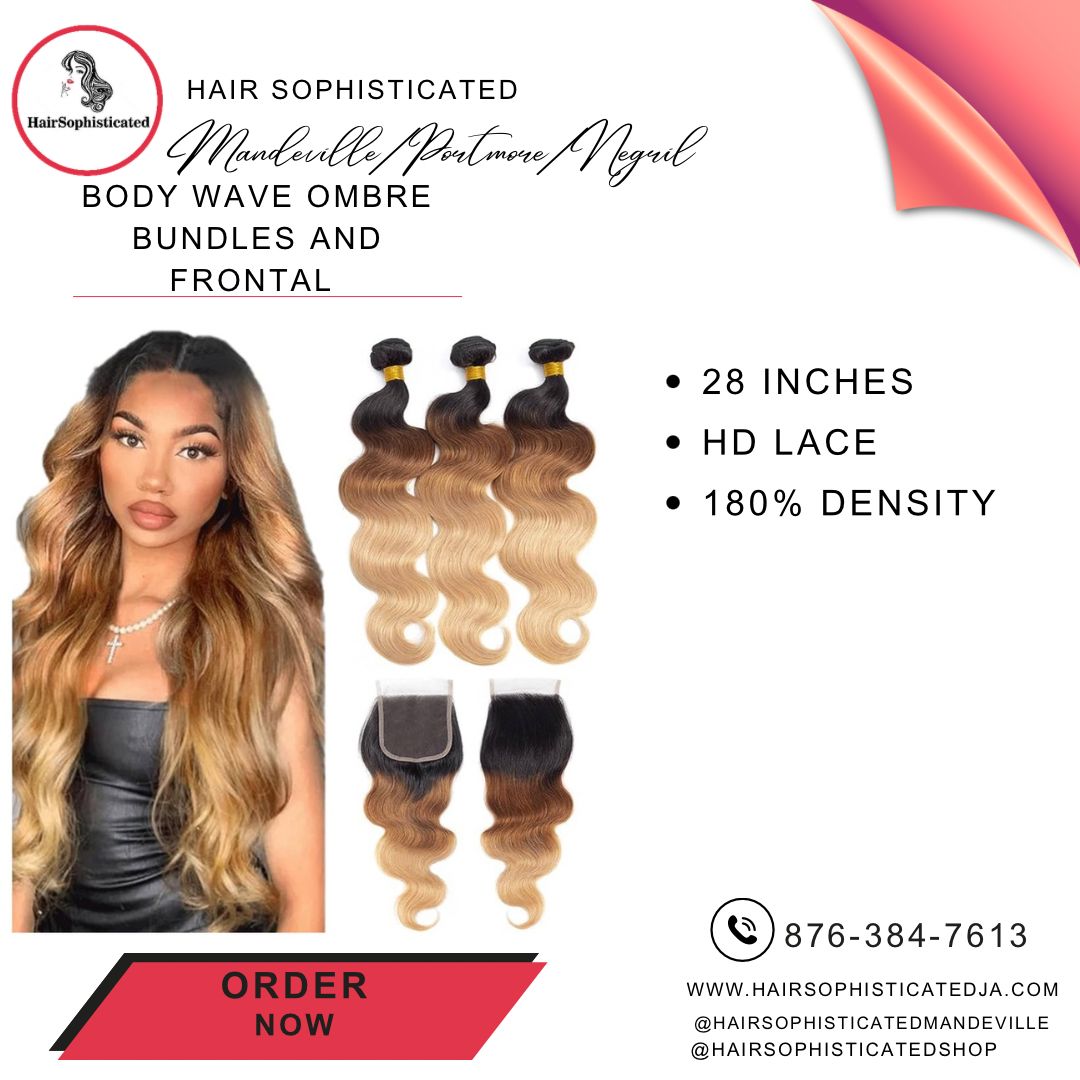 Body wave ombre bundles and frontal wig
