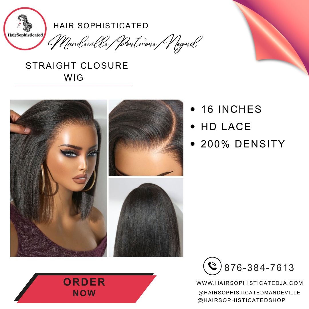 Straight closure wig