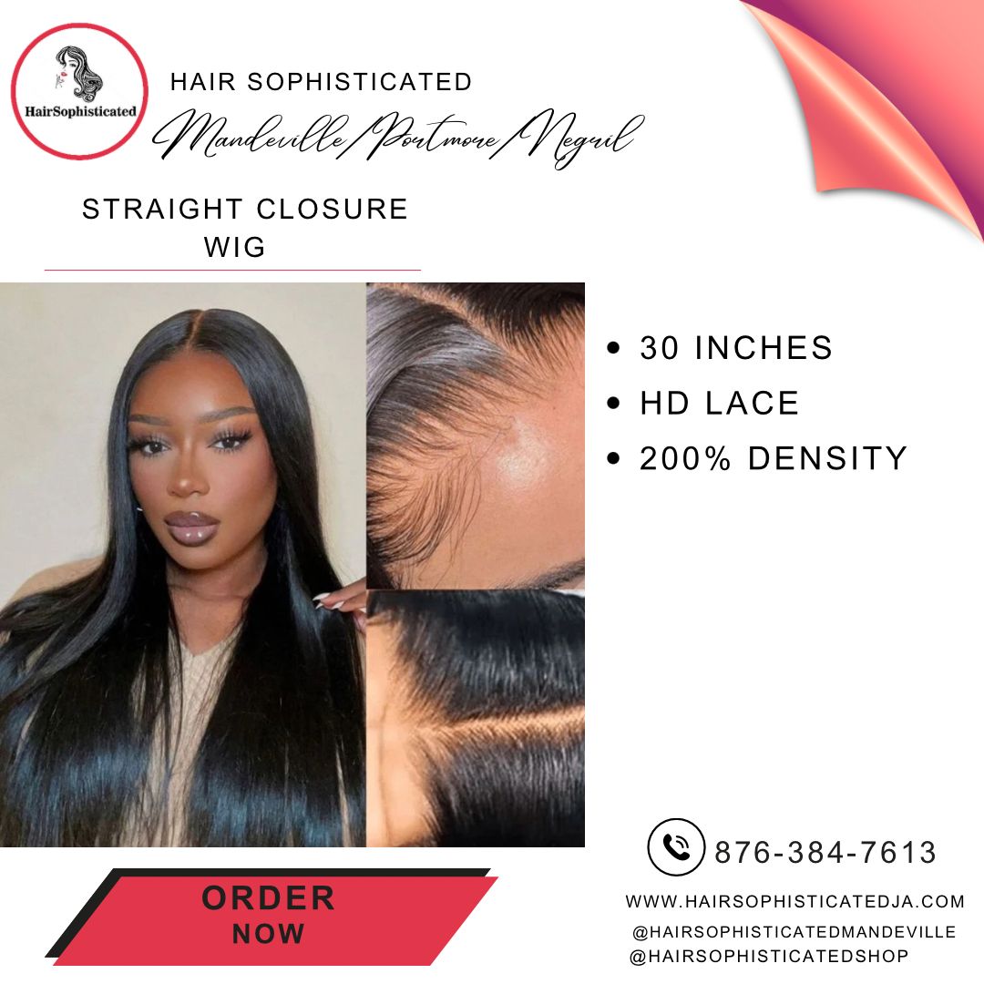 Straight closure wig