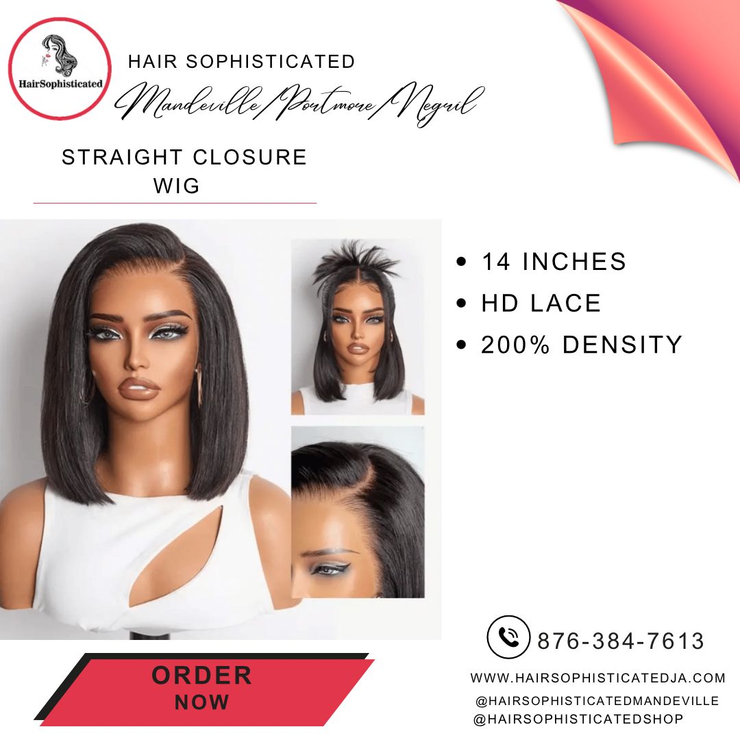 Straight closure wig