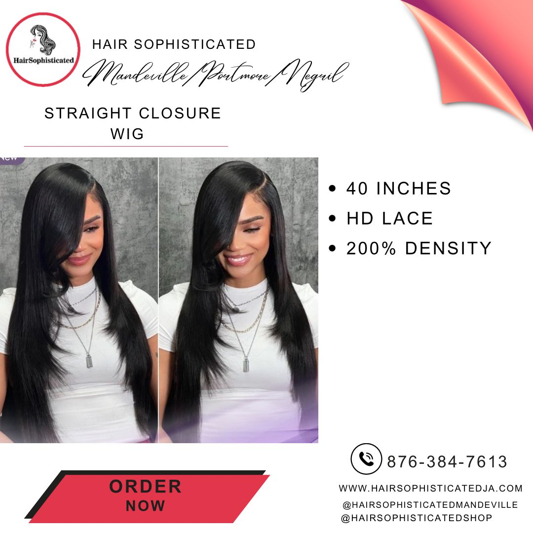 Straight closure wig