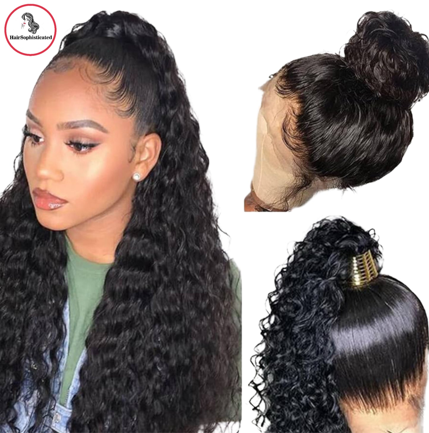 Hair Sophisticated 18” Deep Wave 360 Front Wigs For women