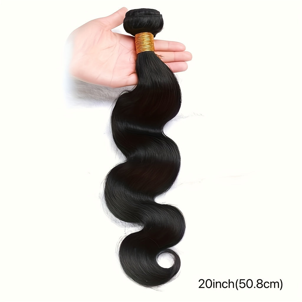 15A Grade 100% Unprocessed Brazilian Virgin Hair Body Wave Human Hair Bundles - 2pieces Full And Thick Natural Black Salon Quality Raw Hair Extensions For Women