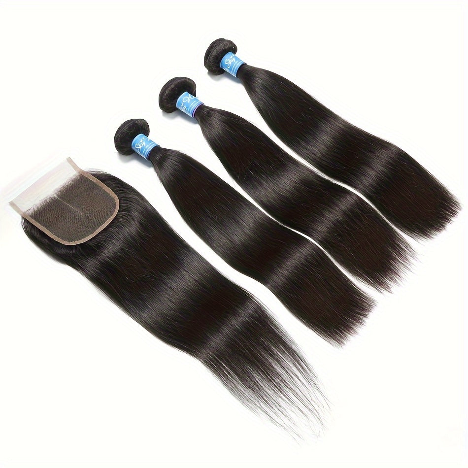Hair Sophisticated™ – Sleek Luxe 3-Bundle Set with 5x5 Lace Closure