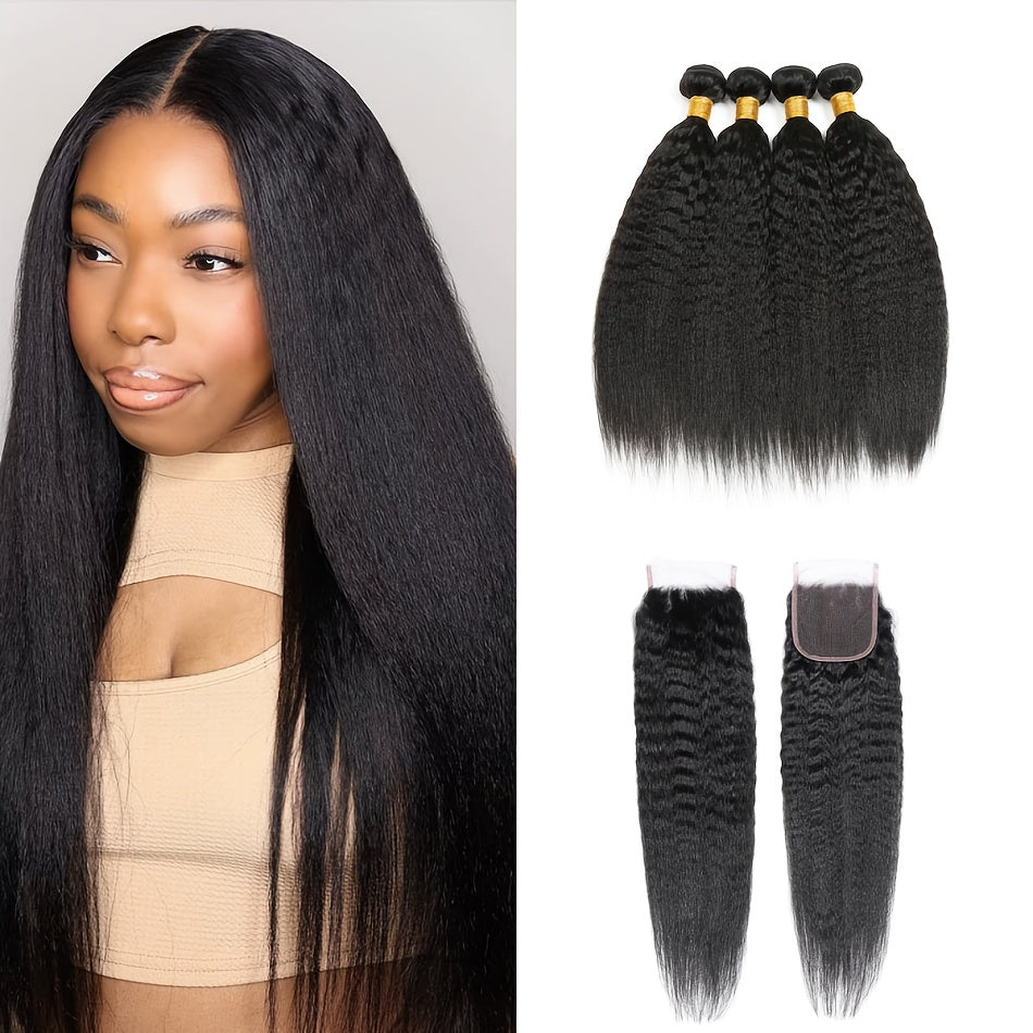 Hair Sophisticated™ – Yaki Luxe 4-Bundle Set with 4x4 Closure
