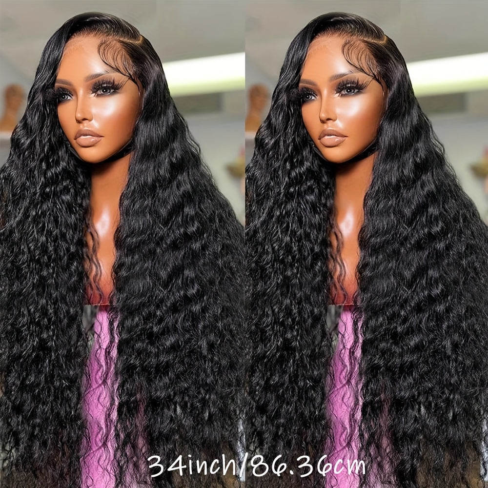 200% Density Water Wave Human Hair Wig - Glueless, Pre-Plucked, Pre-Cut 13x4 HD Lace Closure, Easy to Put On for Women