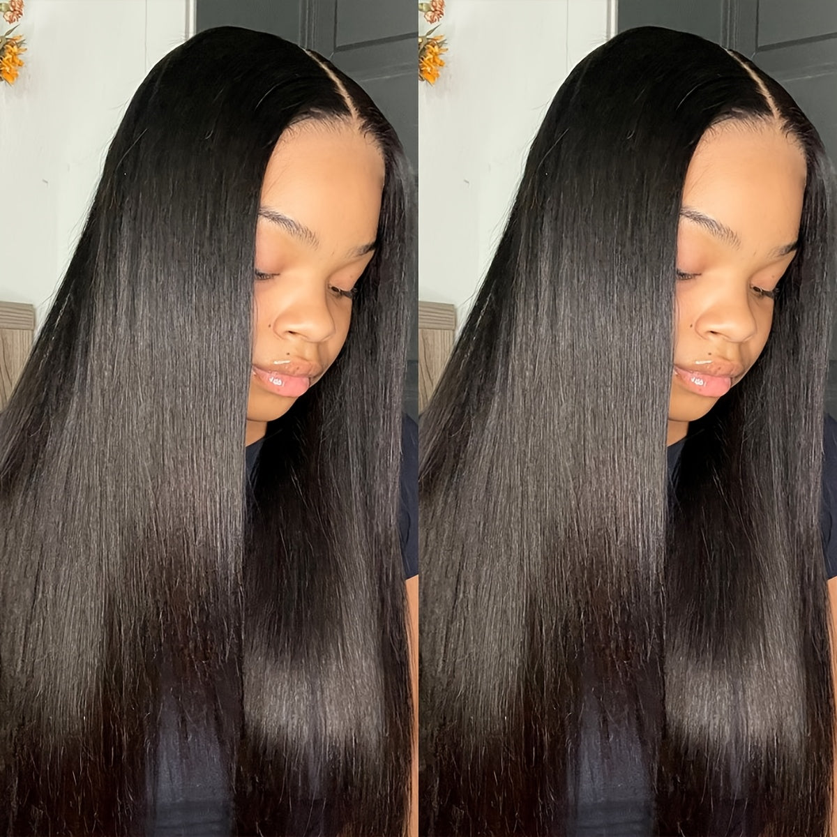 Hair Sophisticated - 100% Peruvian Straight Human Hair HD Lace Frontal Wig ā 13x7x1 Transparent Glueless Wig for Women