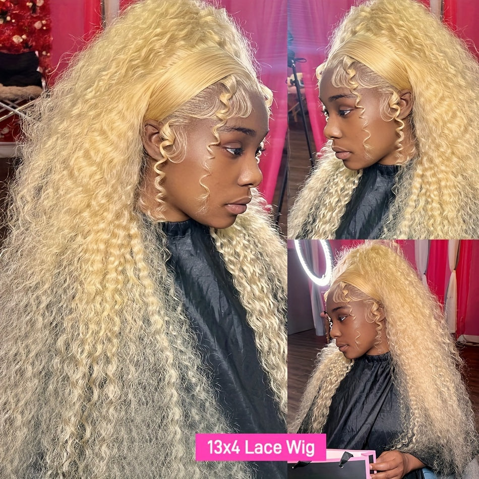 Hair Sophisticated 613 Blonde Deep Wave Lace Front Wig – 13x4 HD Transparent Human Hair Wig, Pre-Plucked with Baby Hair, 180% Density, 20-24 Inches, Natural Look for Women