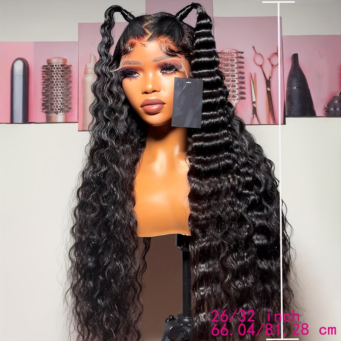 200% Density Bye Bye Knots13x4 Deep Wave Lace Front Wigs 13*4 HD Transparent Deep Wave Hair Glueless Curly Wigs For Women (26/32inch) 13x4 Curly Wave With Full Edges Baby Hair Black Long Water Wave Pre Plucked Lace Front Wig