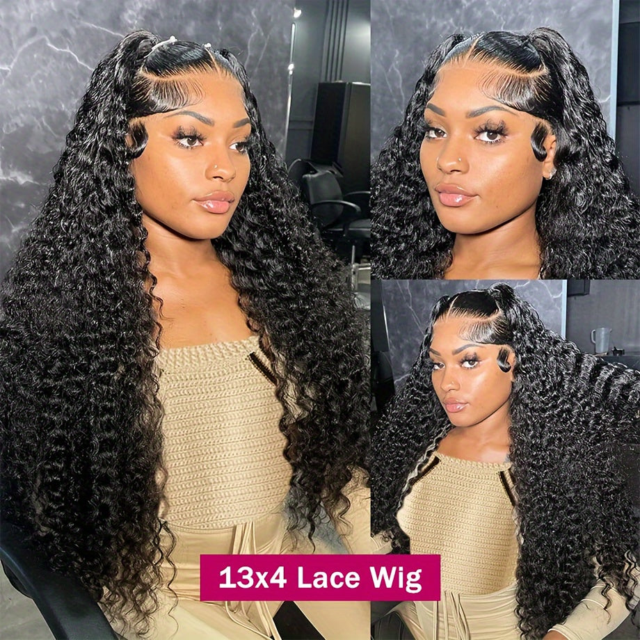 200% Density Water Wave Human Hair Wig - Glueless, Pre-Plucked, Pre-Cut 13x4 HD Lace Closure, Easy to Put On for Women