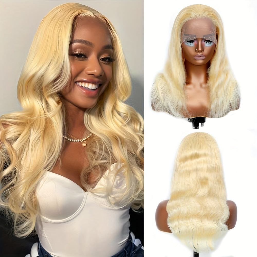 Hair Sophisticated 613 Blonde Body Wave Lace Front Wig – 13x4 HD Transparent Indian Virgin Human Hair, 180% Density, Pre-Plucked Lace Wig for Women